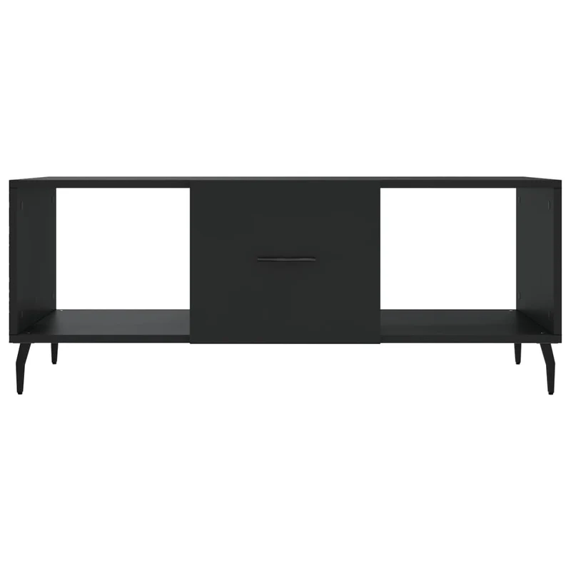 Table basse avec 3 compartiments design moderne 102 x 50 x 40 cm bois d'ingénierie noir et fer DEC039601