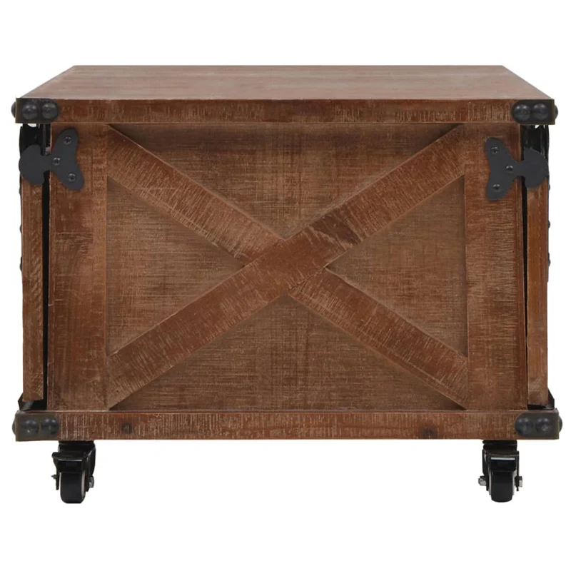 Table basse avec 3 compartiments design rustique 91 x 51 x 38 cm bois de sapin massif + MDF + acier DEC038262