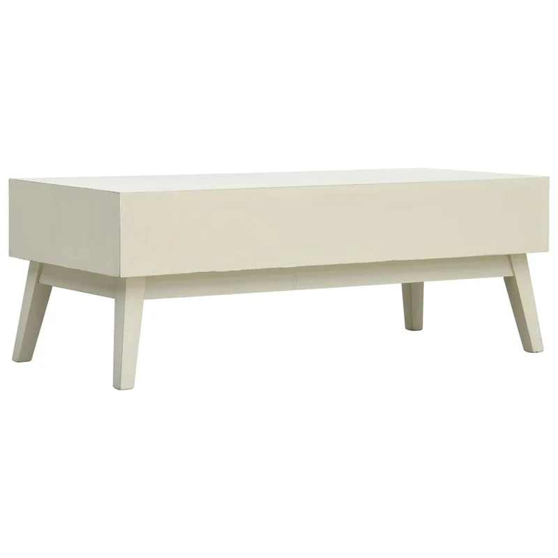 Table basse de salon design moderne avec 2 tiroirs sculpté 110 x 50 x 40 cm MDF gris DEC037318