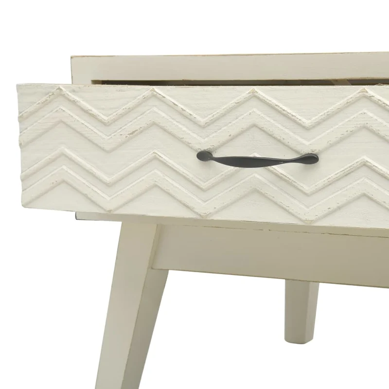 Table basse de salon design moderne avec 2 tiroirs sculpté 110 x 50 x 40 cm MDF gris DEC037318