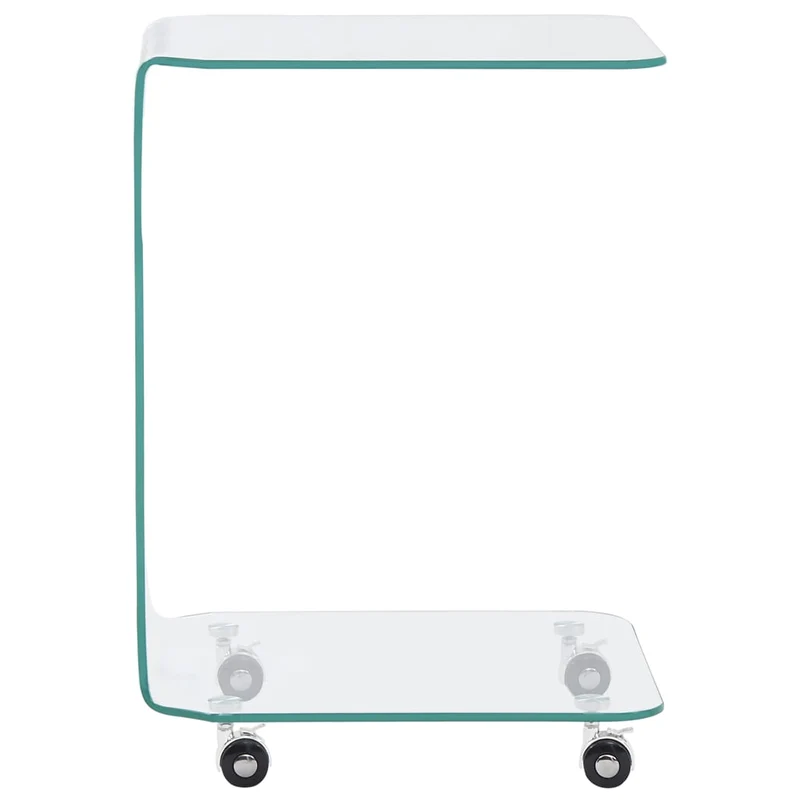 Table d'appoint sur roulettes design moderne 45 x 40 x 63 cm verre trempé DEC037060