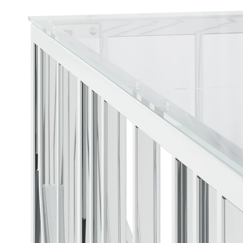 Table basse de salon design moderne 100 x 100 x 50 cm acier inoxydable argenté et verre DEC036917