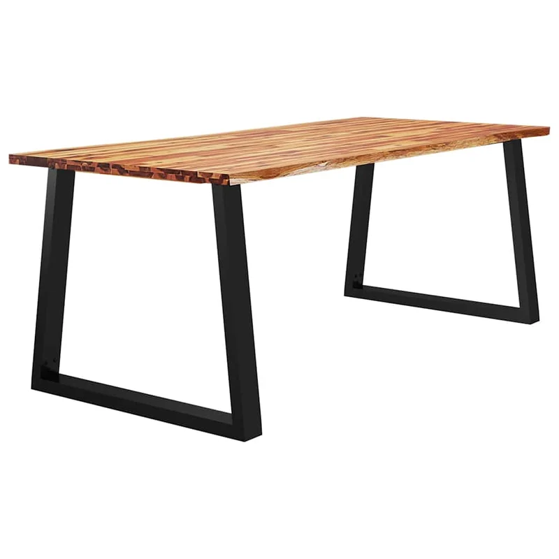 Table de salle à manger design industriel 200 x 90 x 75 cm bois d'acacia et acier DEC036744