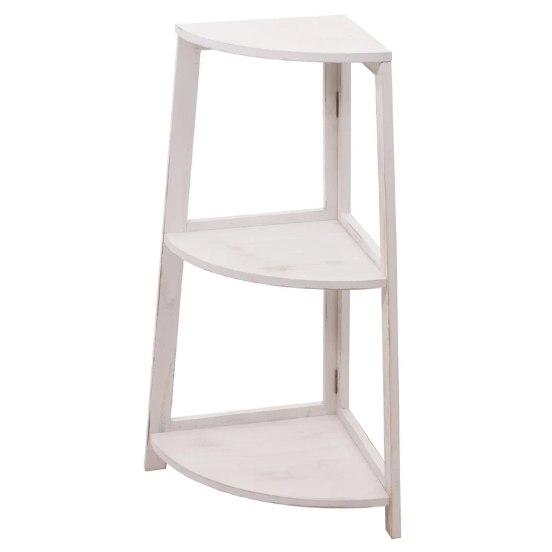 Étagère d'angle 3 niveaux 80x37x37 cm MDF blanc vieilli 04_0008636