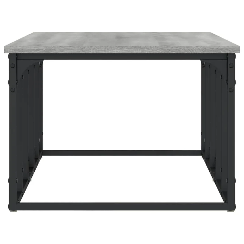 Table basse design industriel 100 x 50 x 35,5 cm bois d'ingénierie gris et métal DEC039940