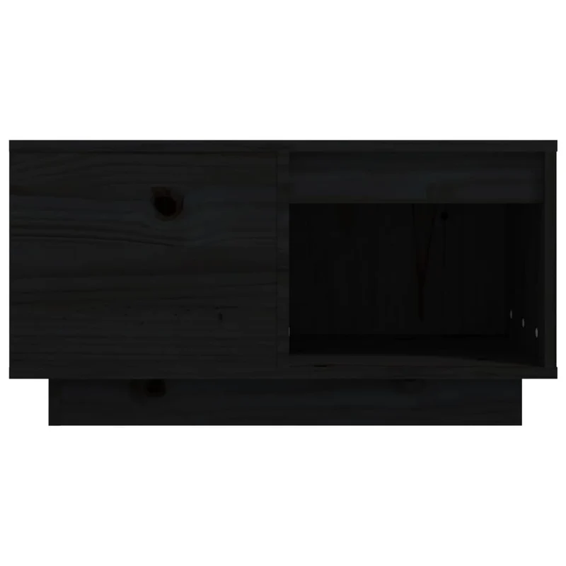 Table basse avec espace de rangement design moderne 60 x 61 x 32,5 cm bois massif de pin noir DEC039725