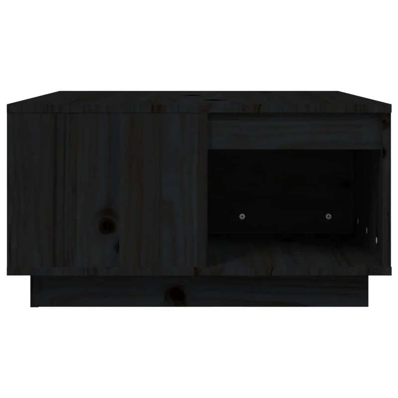 Table basse avec espace de rangement design moderne 60 x 61 x 32,5 cm bois massif de pin noir DEC039725