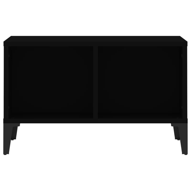 Table basse avec 2 compartiments ouverts design moderne 60 x 50 x 36,5 cm bois d'ingénierie noir et métal DEC039709