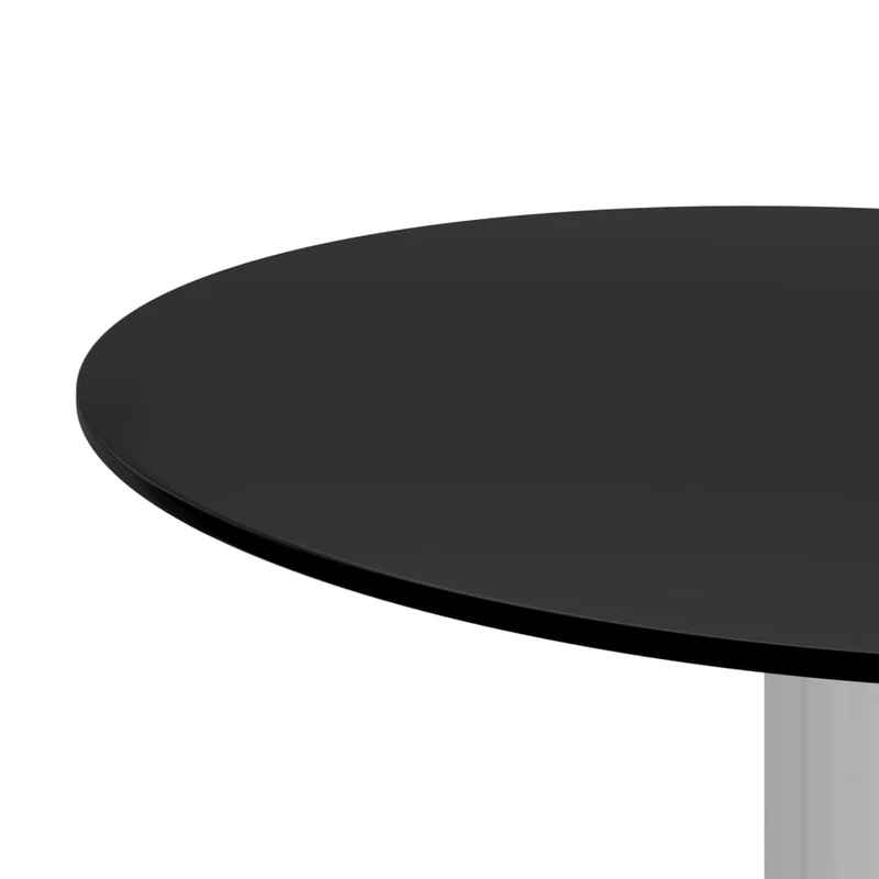 Table d'appoint design moderne diamètre 40 cm verre trempé noir et aluminium DEC039639