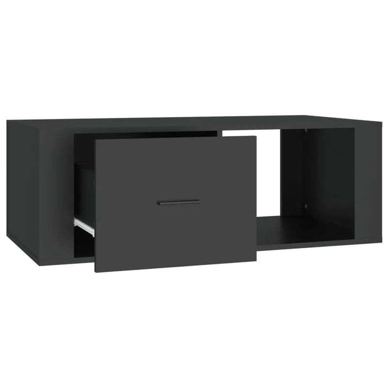 Table basse avec tiroir design moderne 100 x 50,5 x 35 cm bois d'ingénierie noir DEC039536