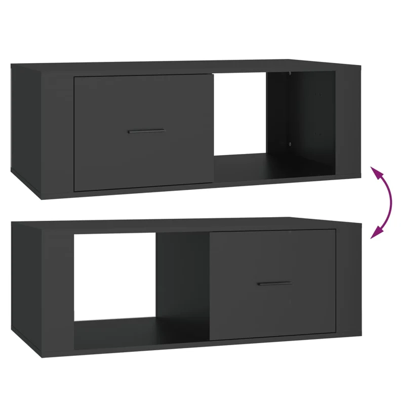 Table basse avec tiroir design moderne 100 x 50,5 x 35 cm bois d'ingénierie noir DEC039536