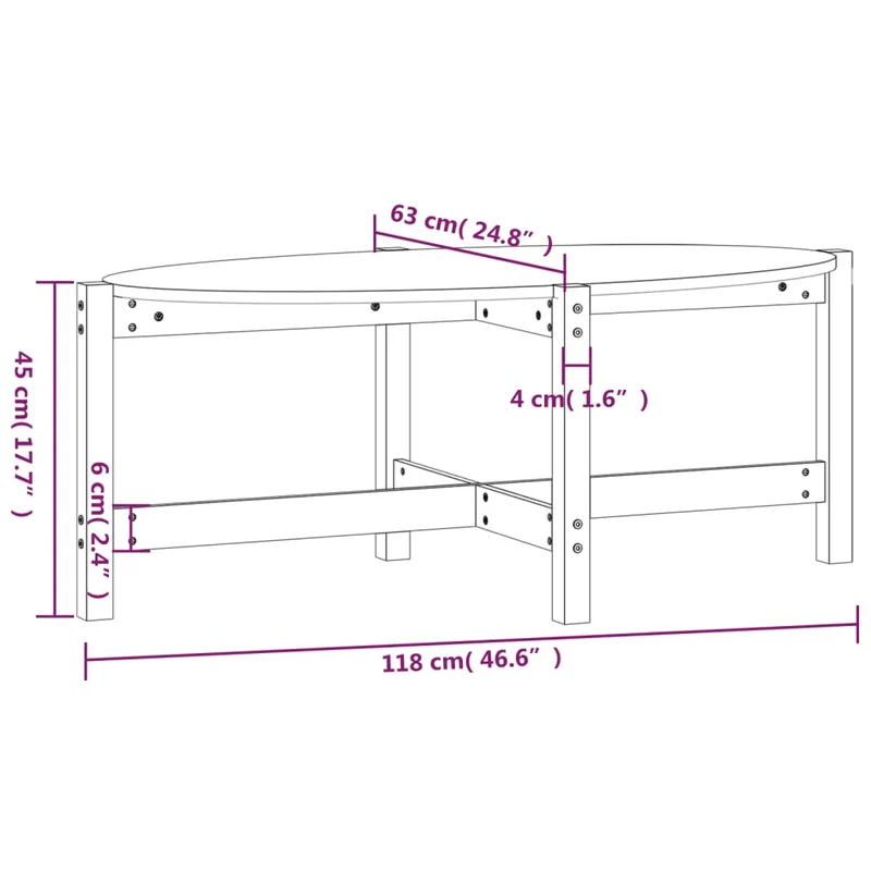 Table basse design simple 118 x 63 x 45 cm bois massif de pin couleur marron miel DEC039475