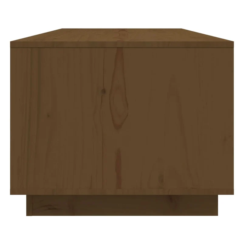 Table basse avec 3 compartiments et 2 portes design moderne 110 x 50 x 40 cm bois massif de pin marron DEC039467