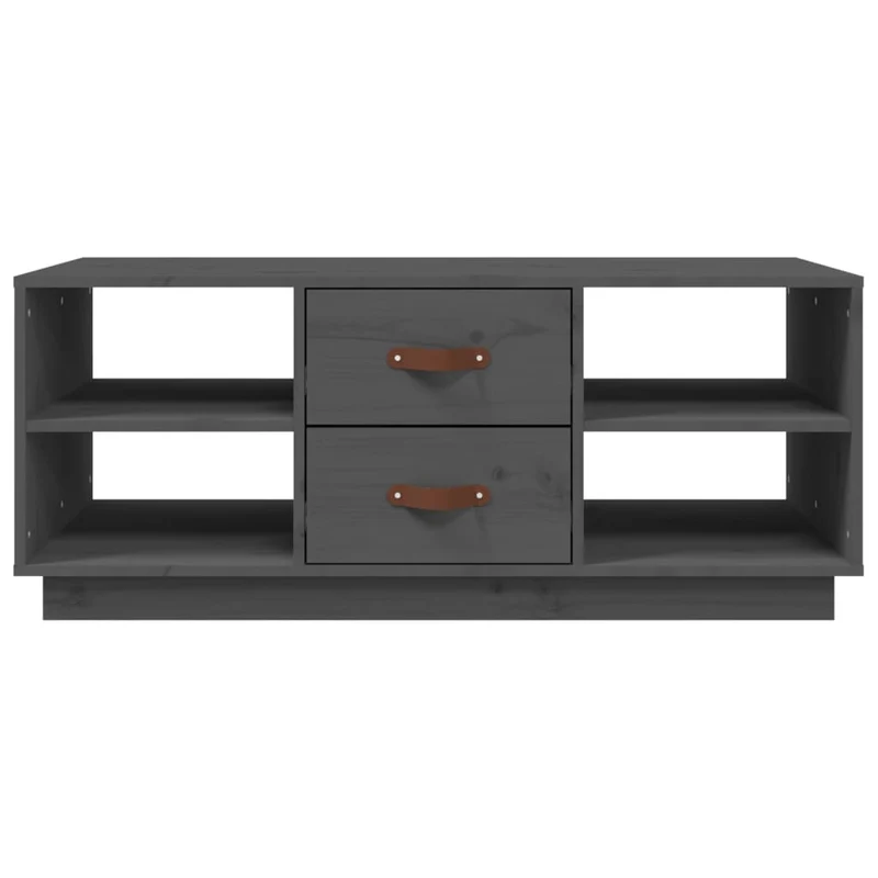 Table basse avec étagères design moderne 100 x 50 x 41 cm bois massif de pin gris DEC039153