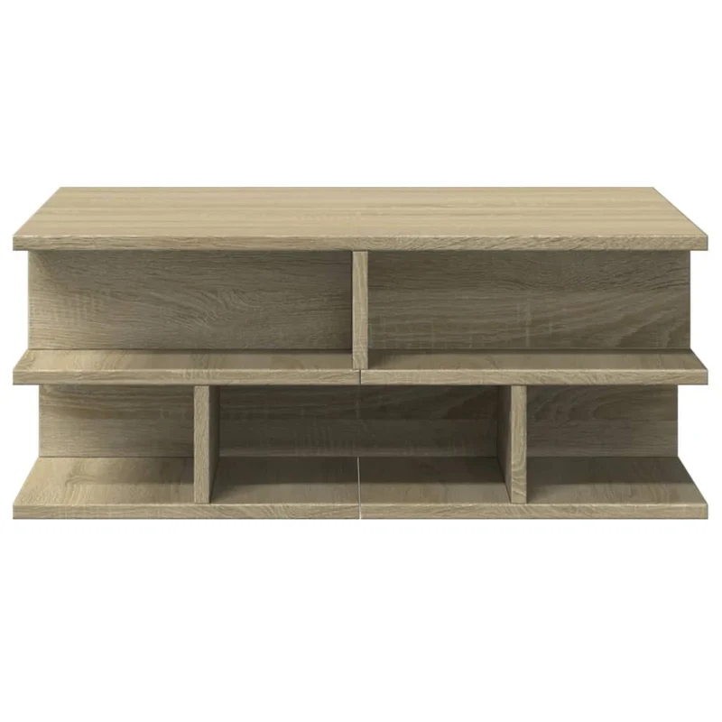 Table basse avec étagères design moderne 70 x 70 x 29 cm bois d'ingénierie couleur chêne DEC038990