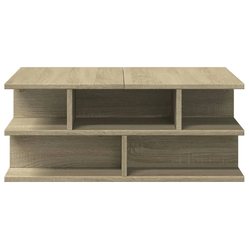 Table basse avec étagères design moderne 70 x 70 x 29 cm bois d'ingénierie couleur chêne DEC038990