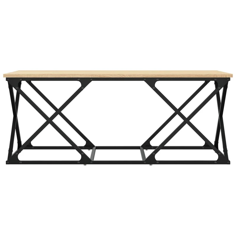Table basse design industriel 100 x 49 x 40 cm bois d'ingénierie couleur chêne et métal DEC038846
