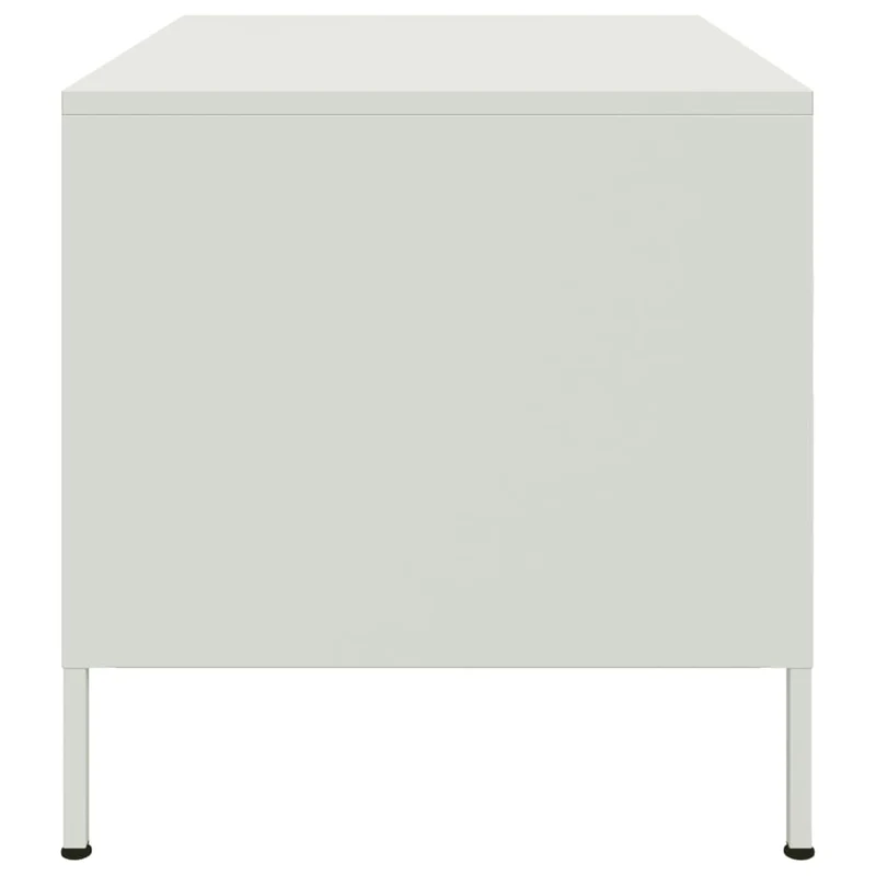 Table basse avec 2 compartiments avec portes design industriel 68 x 50 x 50,5 cm acier blanc DEC037936