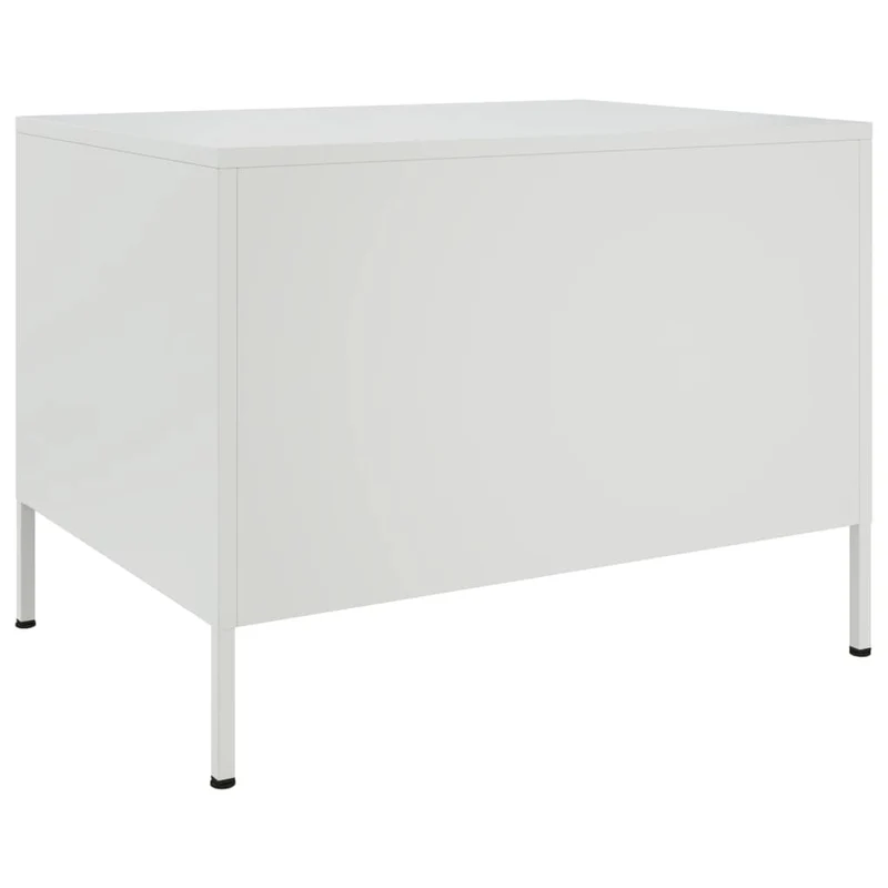 Table basse avec 2 compartiments avec portes design industriel 68 x 50 x 50,5 cm acier blanc DEC037936