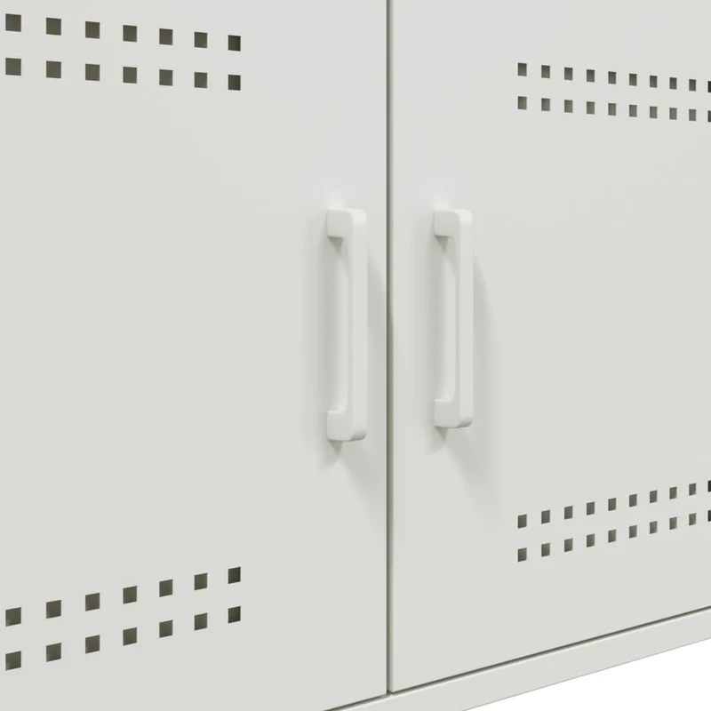 Table basse avec 2 compartiments avec portes design industriel 68 x 50 x 50,5 cm acier blanc DEC037936