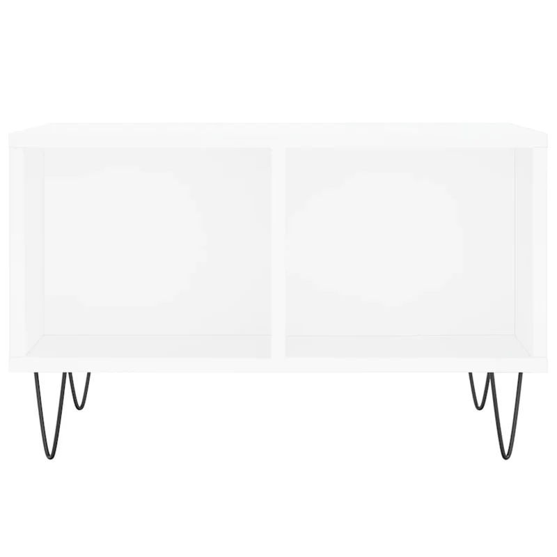 Table basse avec 4 compartiments design moderne 60 x 50 x 36,5 cm bois d'ingénierie blanc et métal DEC037915