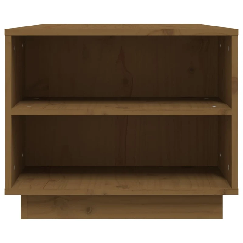 Table basse avec étagères design moderne 90 x 49 x 40,5 cm bois massif de pin marron DEC039505