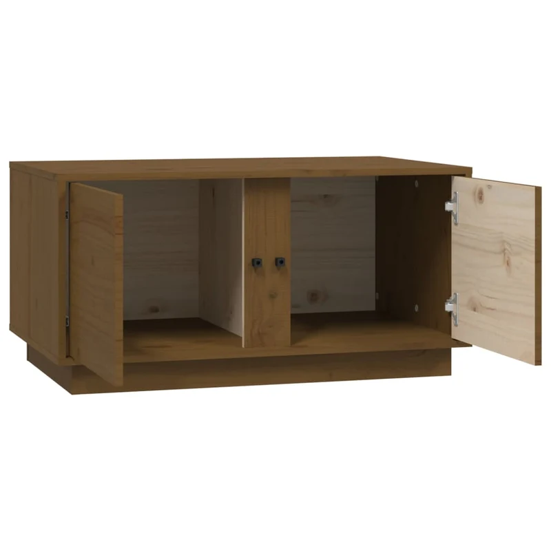 Table basse avec 2 compartiments design moderne 80 x 50 x 40 cm bois massif de pin marron DEC039499