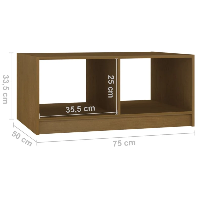 Table basse design moderne 75 x 50 x 33,5 cm bois de pin massif marron DEC039493
