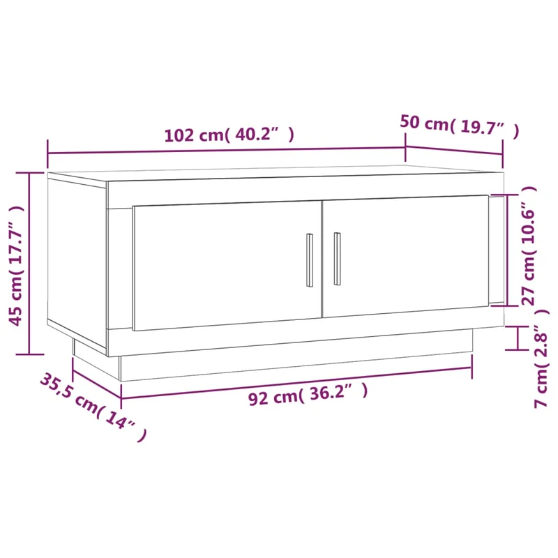 Table basse avec espace de rangement design moderne 102 x 50 x 45 cm bois d'ingénierie marron DEC038637