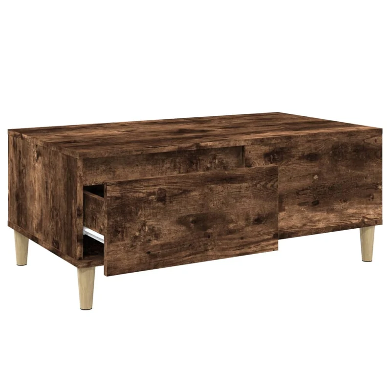 Table basse avec tiroirs design moderne 90 x 50 x 36,5 cm bois d'ingénierie marron DEC038529