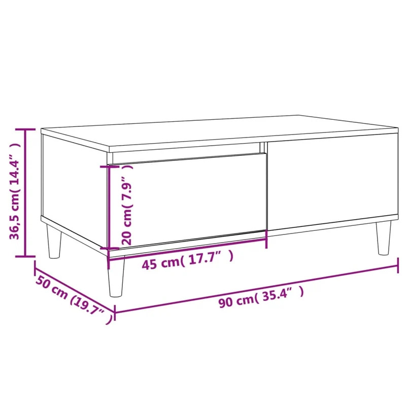 Table basse avec tiroirs design moderne 90 x 50 x 36,5 cm bois d'ingénierie marron DEC038529