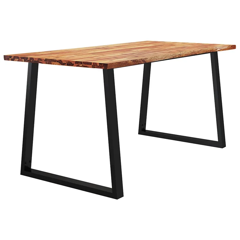 Table de salle à manger design industriel 160 x 80 x 75 cm bois d'acacia solide et acier DEC036717
