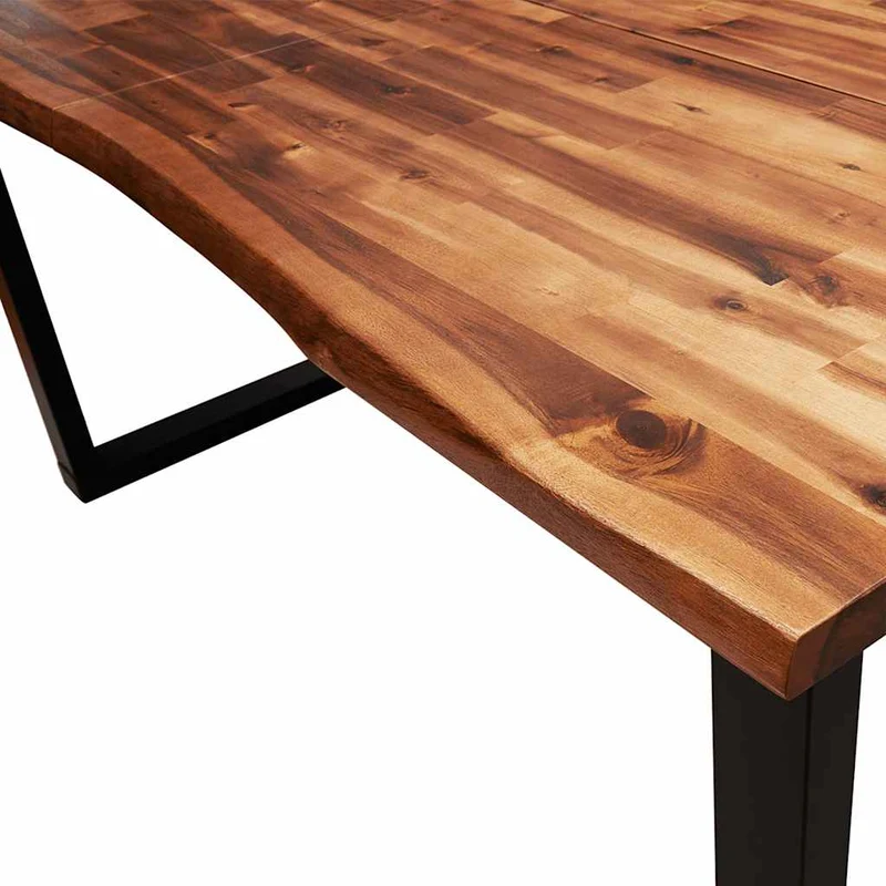 Table de salle à manger design industriel 160 x 80 x 75 cm bois d'acacia solide et acier DEC036717