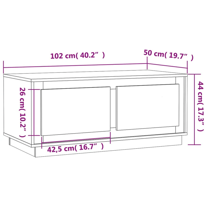 Table basse avec 2 compartiments 102 x 50 x 44 cm bois d'ingénierie gris DEC039989