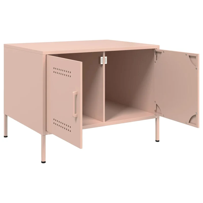 Table basse avec deux compartiments design industriel moderne 68 x 50 x 50,5 cm acier rose DEC039916