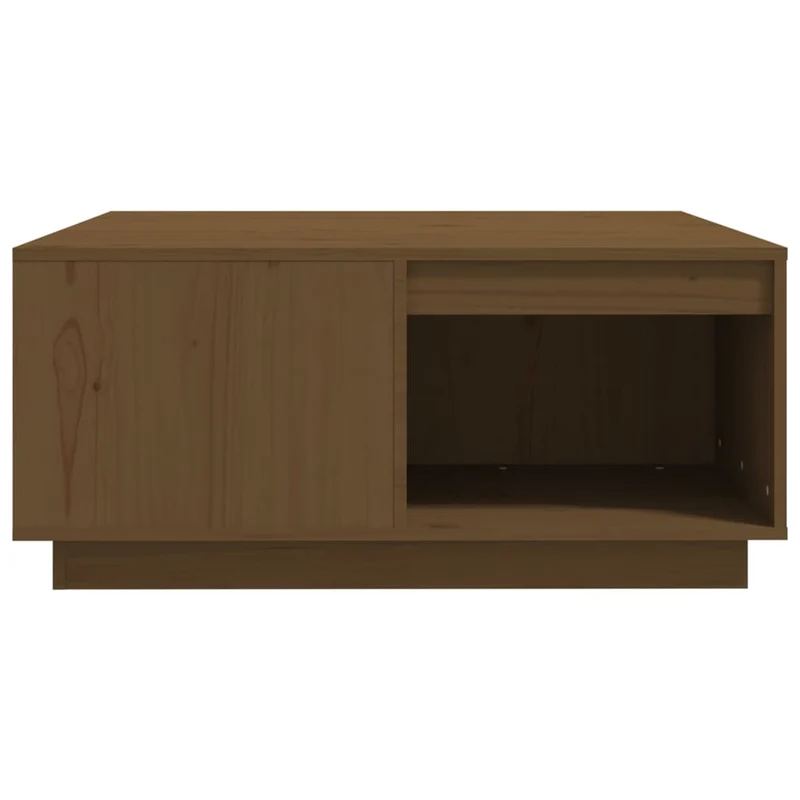 Table basse avec espace de rangement design rustique moderne 80 x 81 x 36,5 cm bois massif de pin couleur marron miel DEC039503