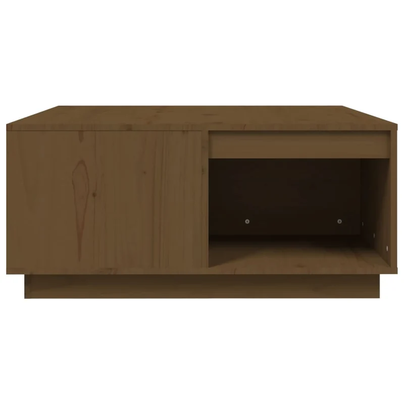 Table basse avec espace de rangement design rustique moderne 80 x 81 x 36,5 cm bois massif de pin couleur marron miel DEC039503