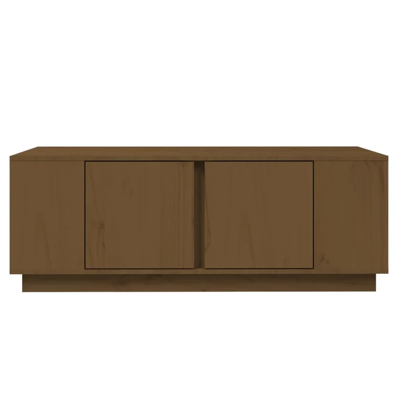 Table basse avec 4 compartiments et 2 portes design moderne 110 x 50 x 40 cm bois massif de pin marron DEC039468