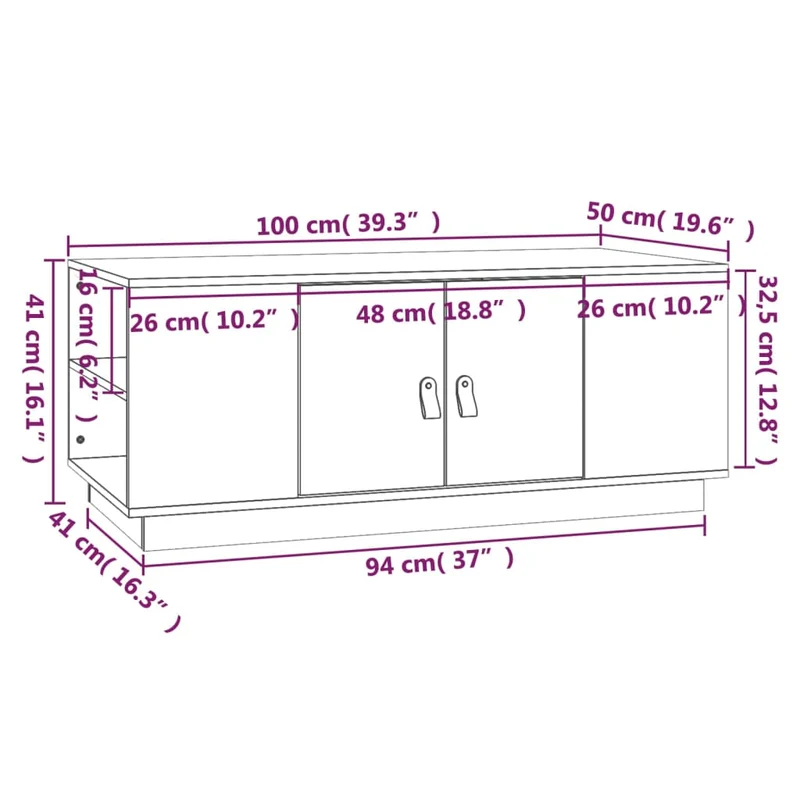Table basse avec espace de rangement design rustique moderne 100 x 50 x 41 cm bois massif de pin marron DEC039461