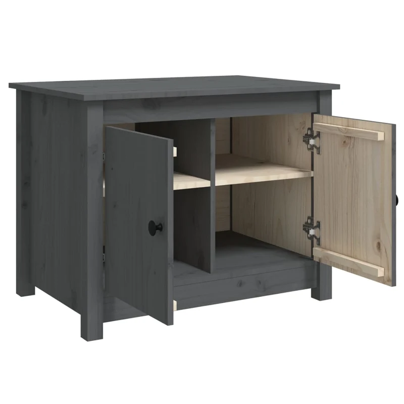 Table basse avec 4 compartiments design rustique 71 x 49 x 55 cm bois massif de pin gris DEC039192