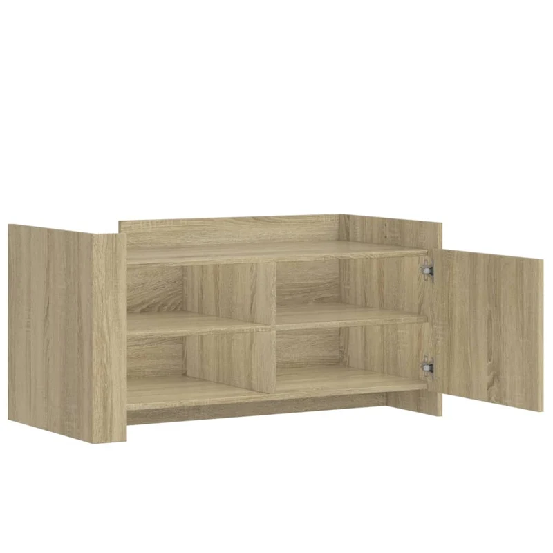 Table basse avec étagères design moderne 100 x 50 x 50 cm bois d'ingénierie couleur chêne DEC038870