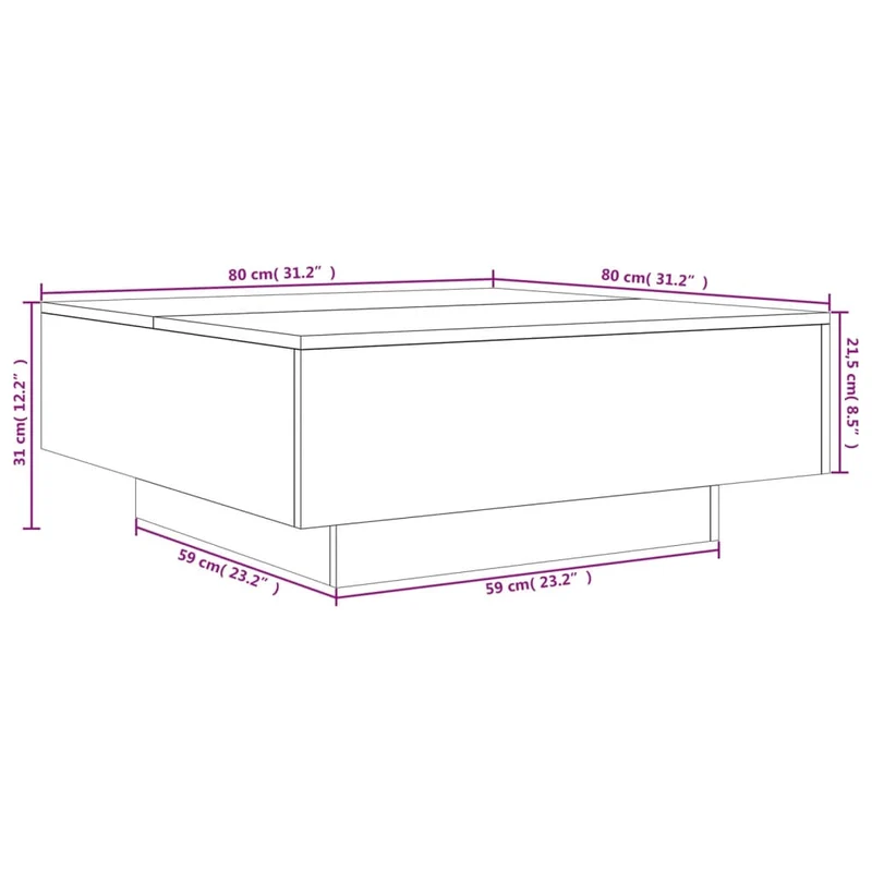 Table basse design rustique 80 x 80 x 31 cm bois d'ingénierie marron DEC038485
