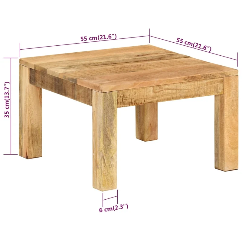 Table basse de salon design rustique 55 x 55 x 35 cm bois de manguier massif DEC037088