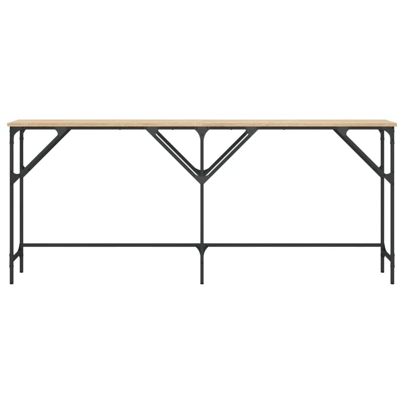 Table d'appoint design industriel 180 x 29 x 75 cm bois d'ingénierie couleur chêne et métal DEC031939