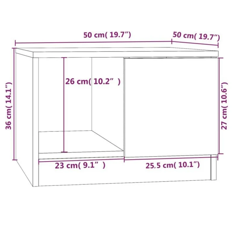Table basse avec deux compartiments design moderne 50 x 50 x 36 cm bois d'ingénierie gris DEC039289