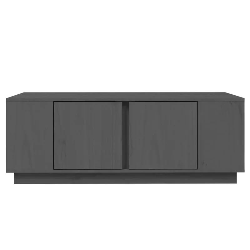 Table basse 4 compartiments et 2 portes design moderne 110 x 50 x 40 cm bois massif de pin gris DEC039165