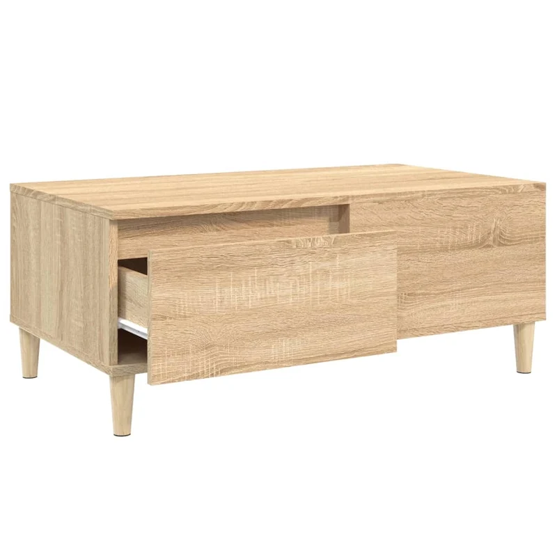 Table basse avec tiroir design rustique moderne 90 x 50 x 36,5 cm bois d'ingénierie couleur chêne DEC039046