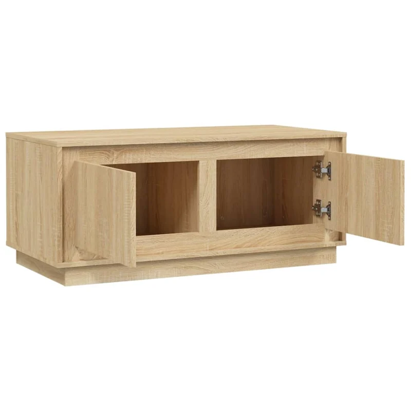 Table basse 2 compartiments design moderne et fonctionnel 102 x 50 x 44 cm bois d'ingénierie couleur chêne DEC038907