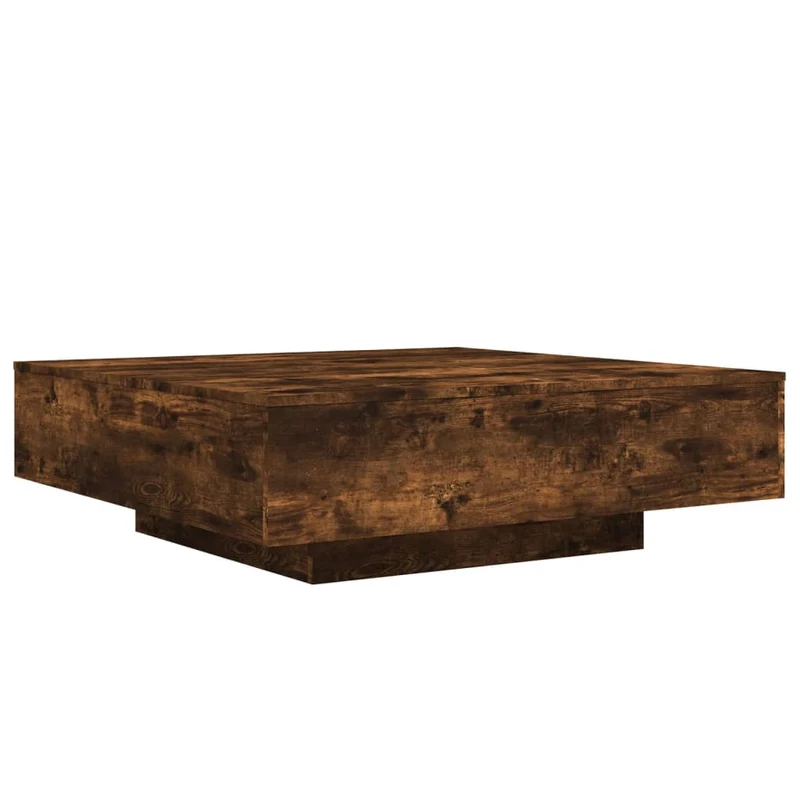 Table basse de salon design moderne avec lumières LED 100 x 100 x 31 cm bois d'ingénierie marron DEC037615