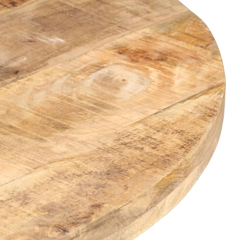 Table d'appoint diamètre 80 cm hauteur 75 cm style industriel en bois de manguier brut et fer DEC036633